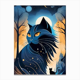 Cat In The Moonlight 4 Canvas Print