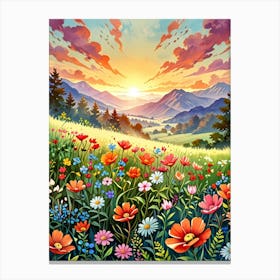 Sunset In The Meadow 19 Canvas Print