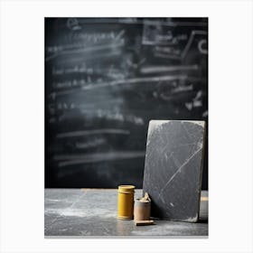 Abstract Communication Captured In A Photo Closeup Of A Grey Slate Smooth Smudged Chalk Surface De (3) Canvas Print