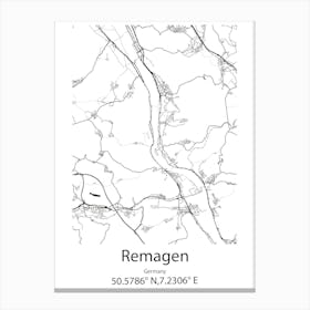 Remagen,Germany Minimalist Map Canvas Print