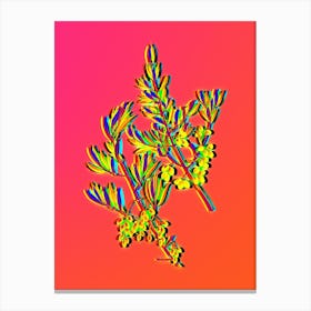 Neon Wild Olive Botanical in Hot Pink and Electric Blue Canvas Print