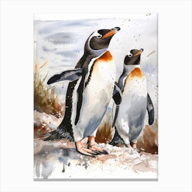 Humboldt Penguin Volunteer Point Watercolour Painting 2 Canvas Print