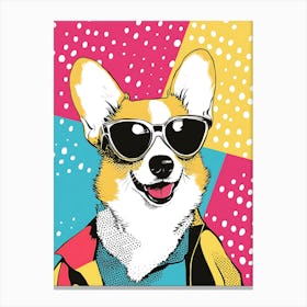 Super Cool Corgi Illustration Pop 18 Canvas Print