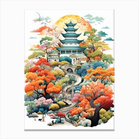 Osaka Castle Park Japan Modern Illustration 1 Canvas Print