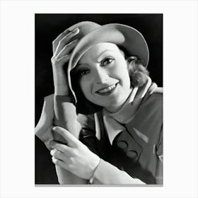 Actress Greta Garbo Smiling Canvas Print