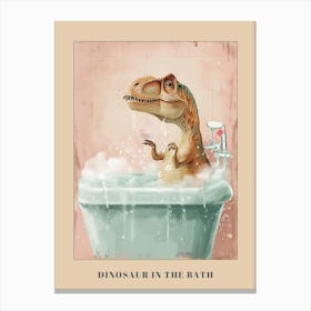 Dinosaur In The Bubble Bath Pastels Poster Canvas Print
