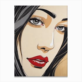 Woman Portrait Face Pop Art (26) Canvas Print