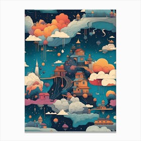 Clouds And Houses In The Sky Canvas Print