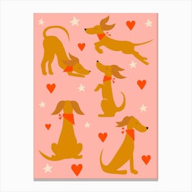Dogs And Hearts Canvas Print