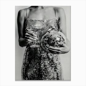 Women With Disco Ball Vintage Canvas Print