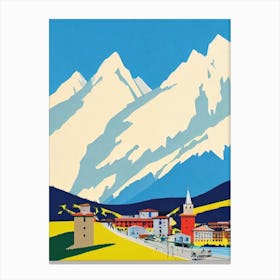 Kronplatz, Italy Midcentury Vintage Skiing Poster Canvas Print