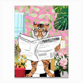 Tiger In Toilet - Funny Animal Bathroom Canvas Print