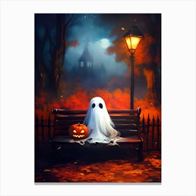 Ghost Sitting On A Bench 1 Canvas Print