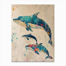 Whimsical Whales Brushstrokes 2 Canvas Print
