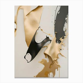 Gold And Black Paint Splashes Canvas Print