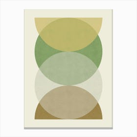 Circle Half-circle Abstract Shapes Green Brown Canvas Print