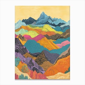 Colourful Mountain Illustration Poster Art Print 26 Canvas Print