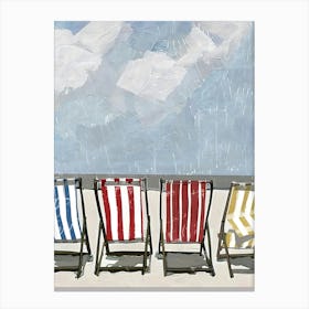 Deck Chairs In The Rain Canvas Print