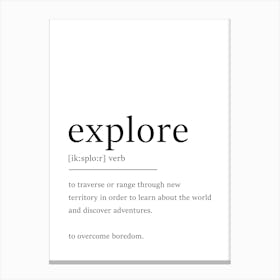 Explore Definition Poster - Dictionary Canvas Print