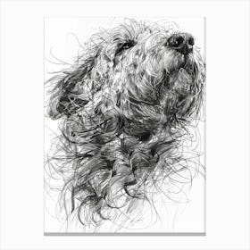 Long Hair Furry Dog Line Sketch 3 Canvas Print