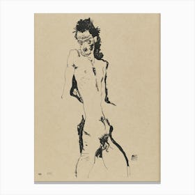 Male Nude (Self Portrait), Egon Schiele Canvas Print