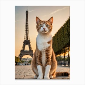 Selfies from the Purrfect Tourist: A Cat’s World Tour Eiffel Tower Cat Canvas Print