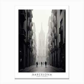 Poster Of Barcelona, Black And White Analogue Photograph 4 Canvas Print