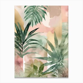 Abstract Tropical Watercolor Leaves 2 Canvas Print