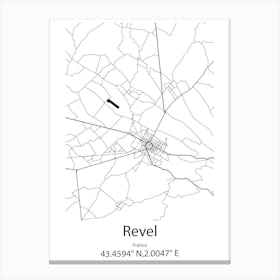 Revel,France Minimalist Map Canvas Print