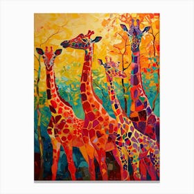 Geometric Pattern Of Giraffes 4 Canvas Print