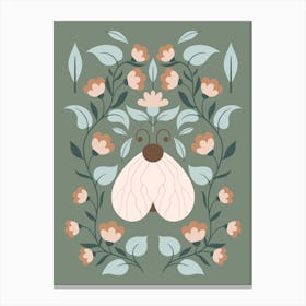 Butterfly and Flowers Poster Canvas Print