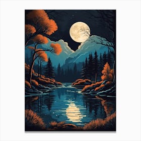 Full Moon In The Forest 4 Canvas Print