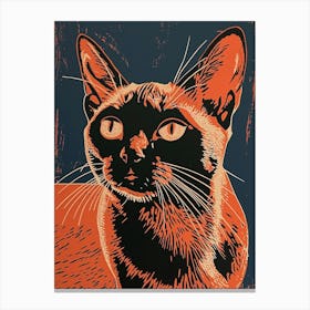Tokinese Cat Relief Illustration 4 Canvas Print