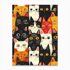 Repeatable Artwork With Cute Cat Faces 08 Canvas Print