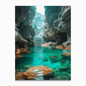 Blue Water In A Canyon 3 Canvas Print