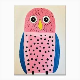 Pink Polka Dot Owl 5 Canvas Print
