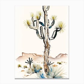 Joshua Tree In Mountain Foothill Minimilist Watercolour  (2) Canvas Print