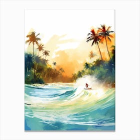Surfing In A Wave On Bora Bora, French Polynesia 4 Canvas Print