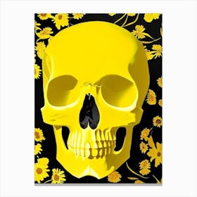 Skull With Floral Patterns 1 Yellow Matisse Style Canvas Print