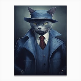 Gangster Cat Russian Blue 4 Canvas Print