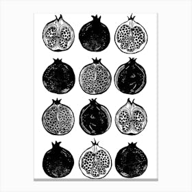 Monochrome Repeat Pattern Pomegranate Canvas Print