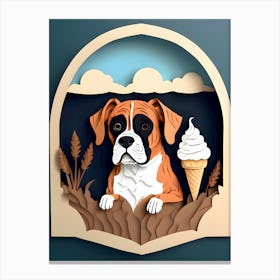 Boxer Dog With Ice Cream 3 Canvas Print