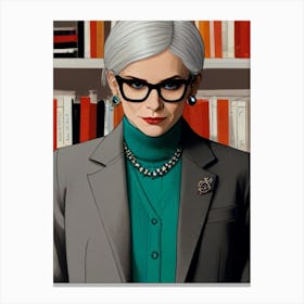Woman In Glasses Canvas Print
