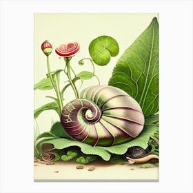 Snail Looking At A Snail 1 Botanical Canvas Print