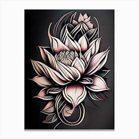 Lotus Flower Pattern Graffiti 1 Canvas Print