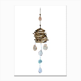 Decorative Beach Wood and Shell Hanging Canvas Print