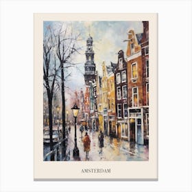 Vintage Winter Painting Poster Amsterdam Netherlands 1 Canvas Print