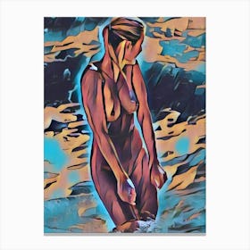Nude Woman In The Water Canvas Print