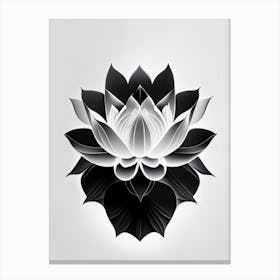 Amur Lotus Black And White Geometric 4 Canvas Print