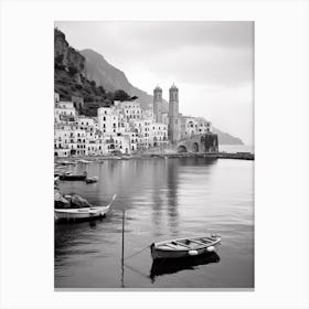 Amalfi, Italy, Mediterranean Black And White Photography Analogue 3 Canvas Print